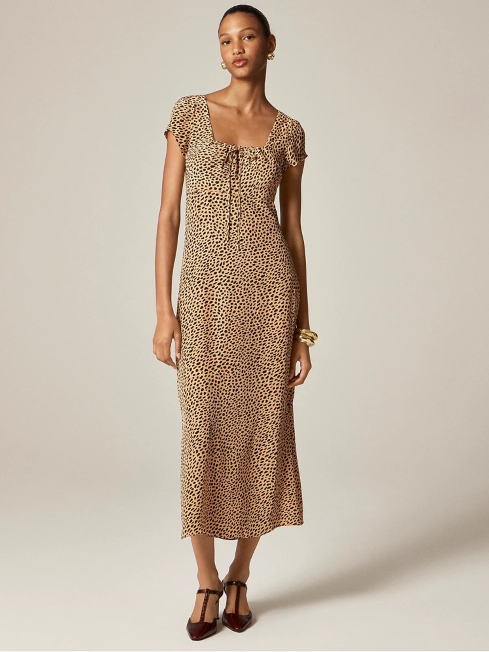 J.Crew Leopard Print Midi Dress Square Neck Slip Style Womens 4 New NWT